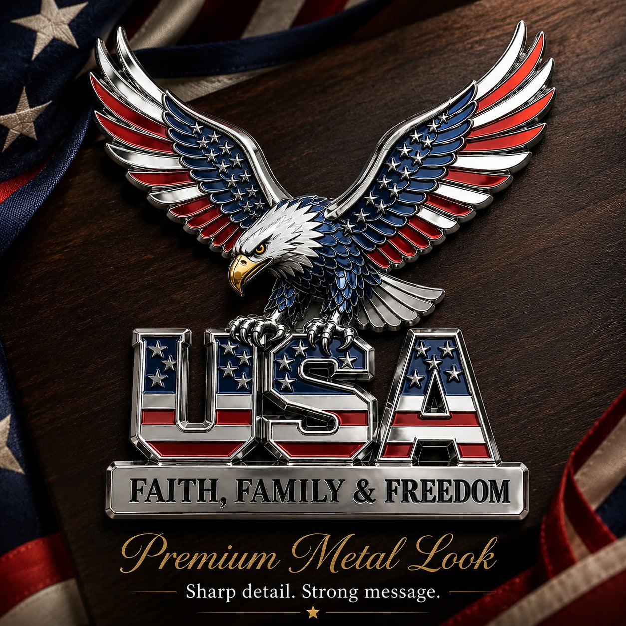 🔥🇺🇸250th Anniversary 49% OFF - ★USA Faith, Family & Freedom★ Metal Emblem