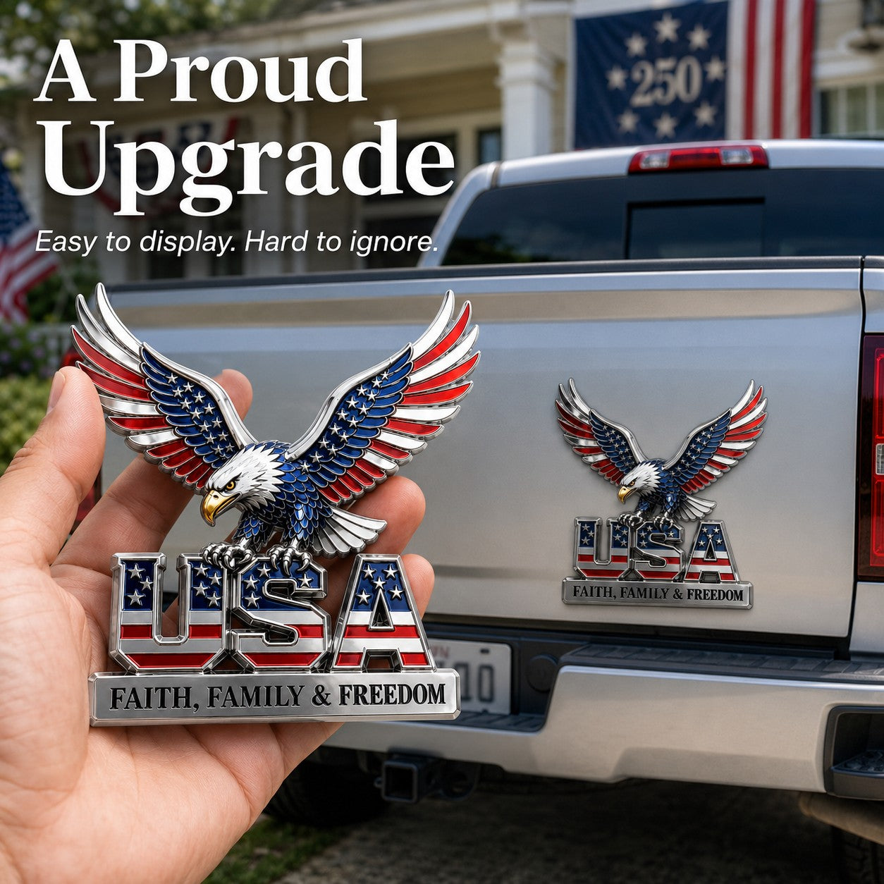 🔥🇺🇸250th Anniversary 49% OFF - ★USA Faith, Family & Freedom★ Metal Emblem