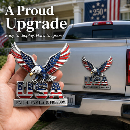 🔥🇺🇸250th Anniversary 49% OFF - ★USA Faith, Family & Freedom★ Metal Emblem