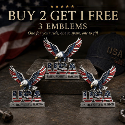 🔥🇺🇸250th Anniversary 49% OFF - ★USA Faith, Family & Freedom★ Metal Emblem